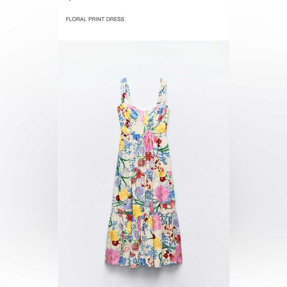 NEW ZARA WOMAN MIDI STRAPPY FLORAL PRINT DRESS  SIZE SMALL